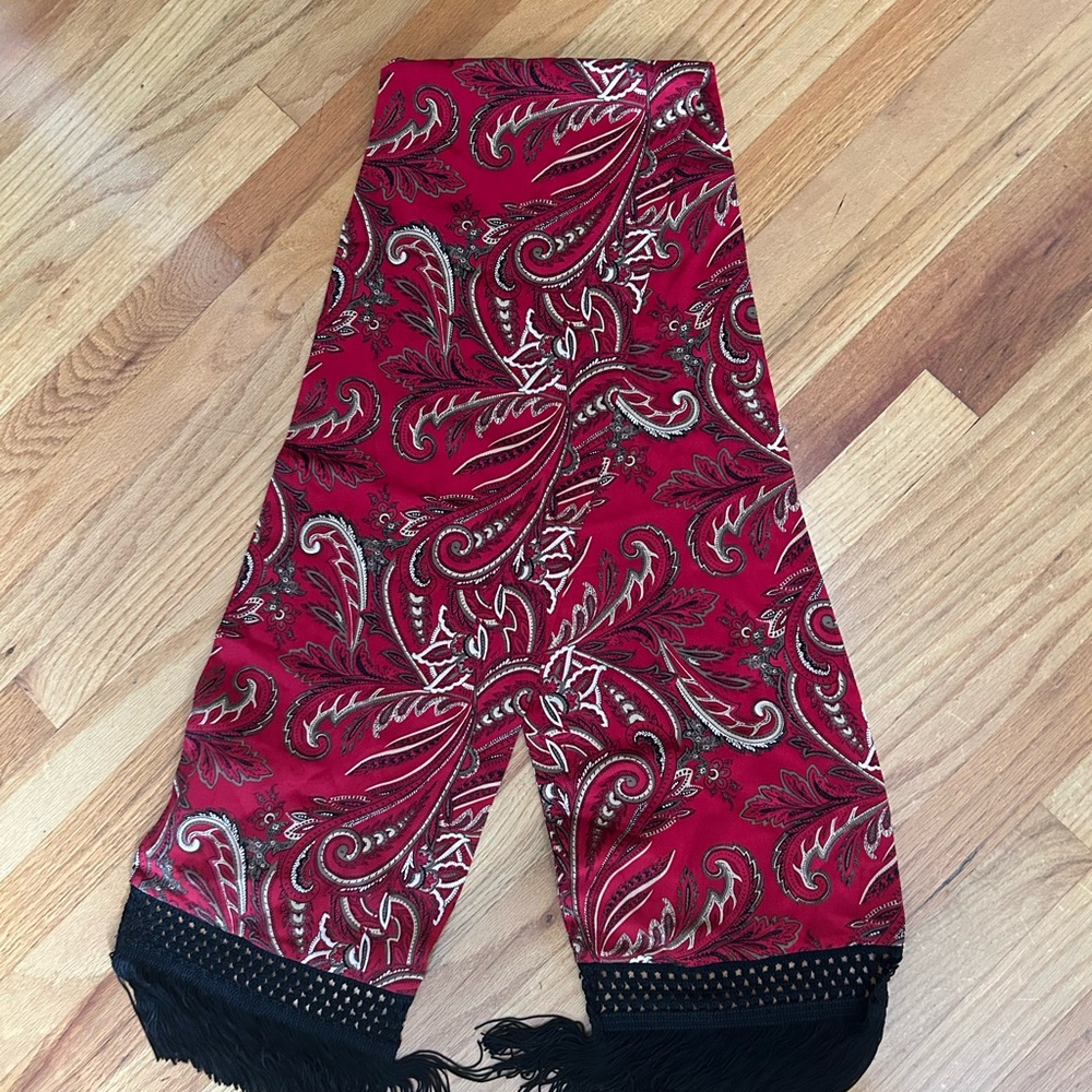 Dana Buchman Silk Red and Black Paisley Scarf NWT